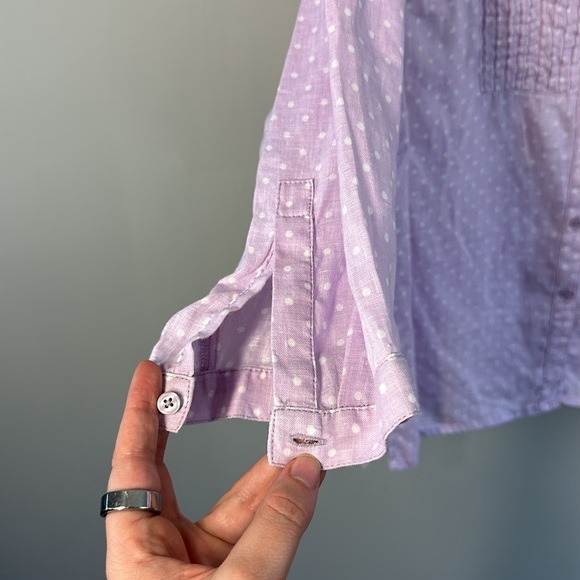 Talbots Linen Polka Dot Button Front Top Size 1X - Picture 9 of 11